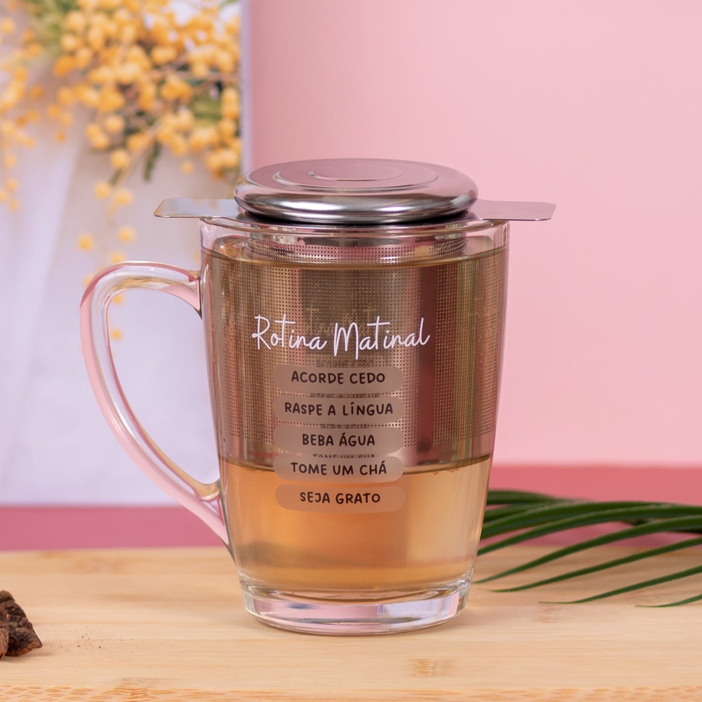 Filtro Infusor de Chá de Aço Inox - com Tampa