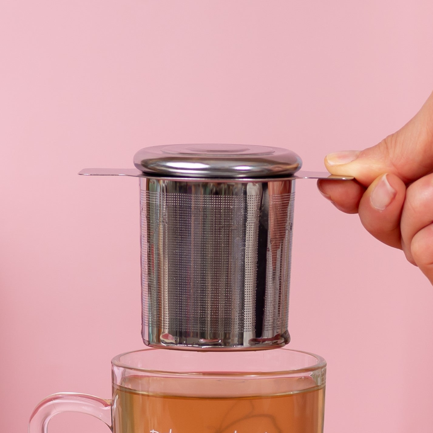 Filtro Infusor de Chá de Aço Inox - com Tampa