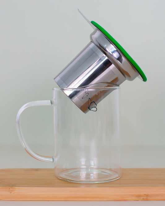 Kit com Caneca + Filtro Infusor com Protetor de Silicone Verde