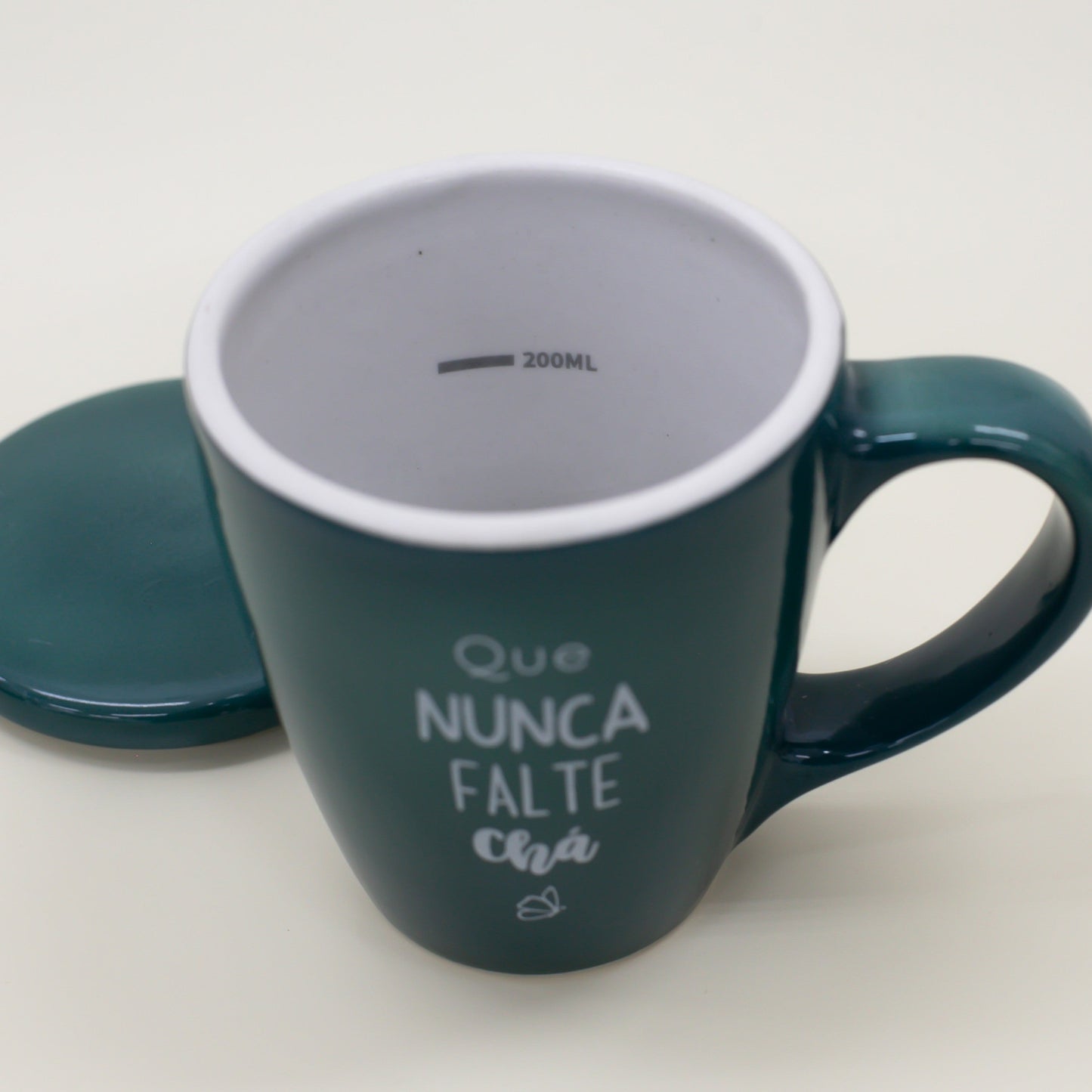Caneca Porcelana Verde - com Tampa - 300ml