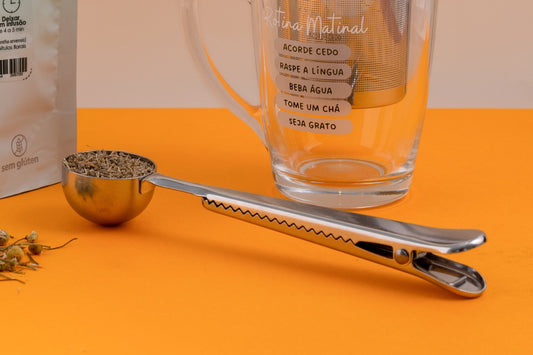 Colher Medidora para Chá - com Grampo Prendedor