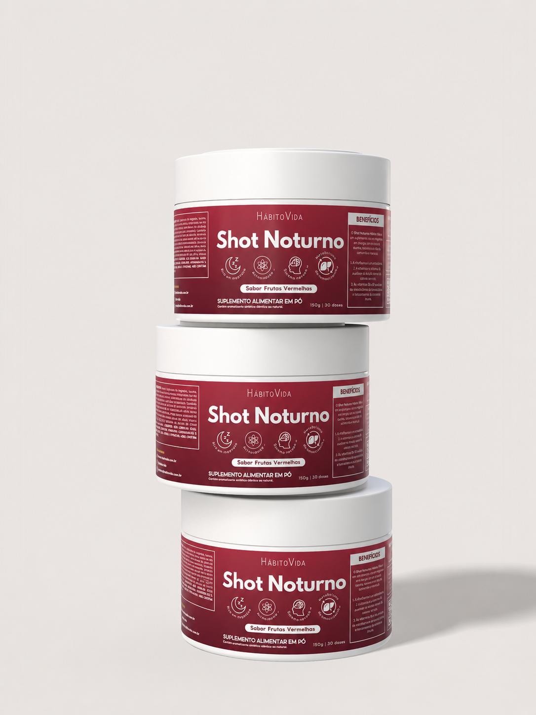 Kit com 3 Shots Noturno - Sabor Frutas Vermelhas