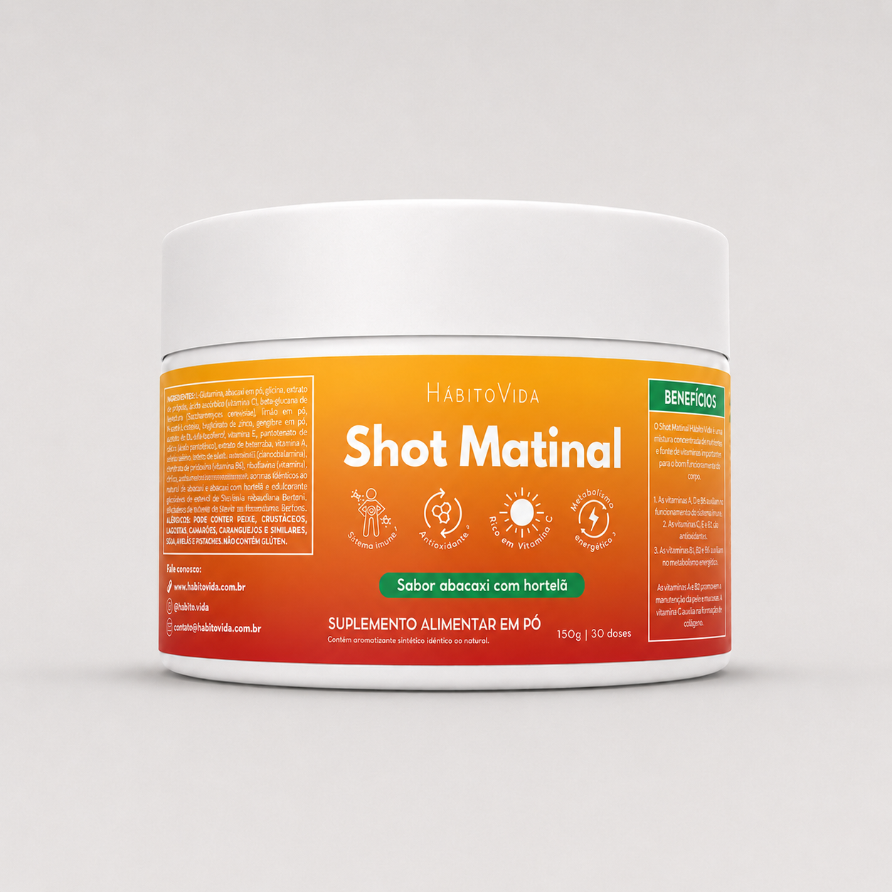 Shot Matinal 30 Doses - Sabor Abacaxi C/ Hortelã