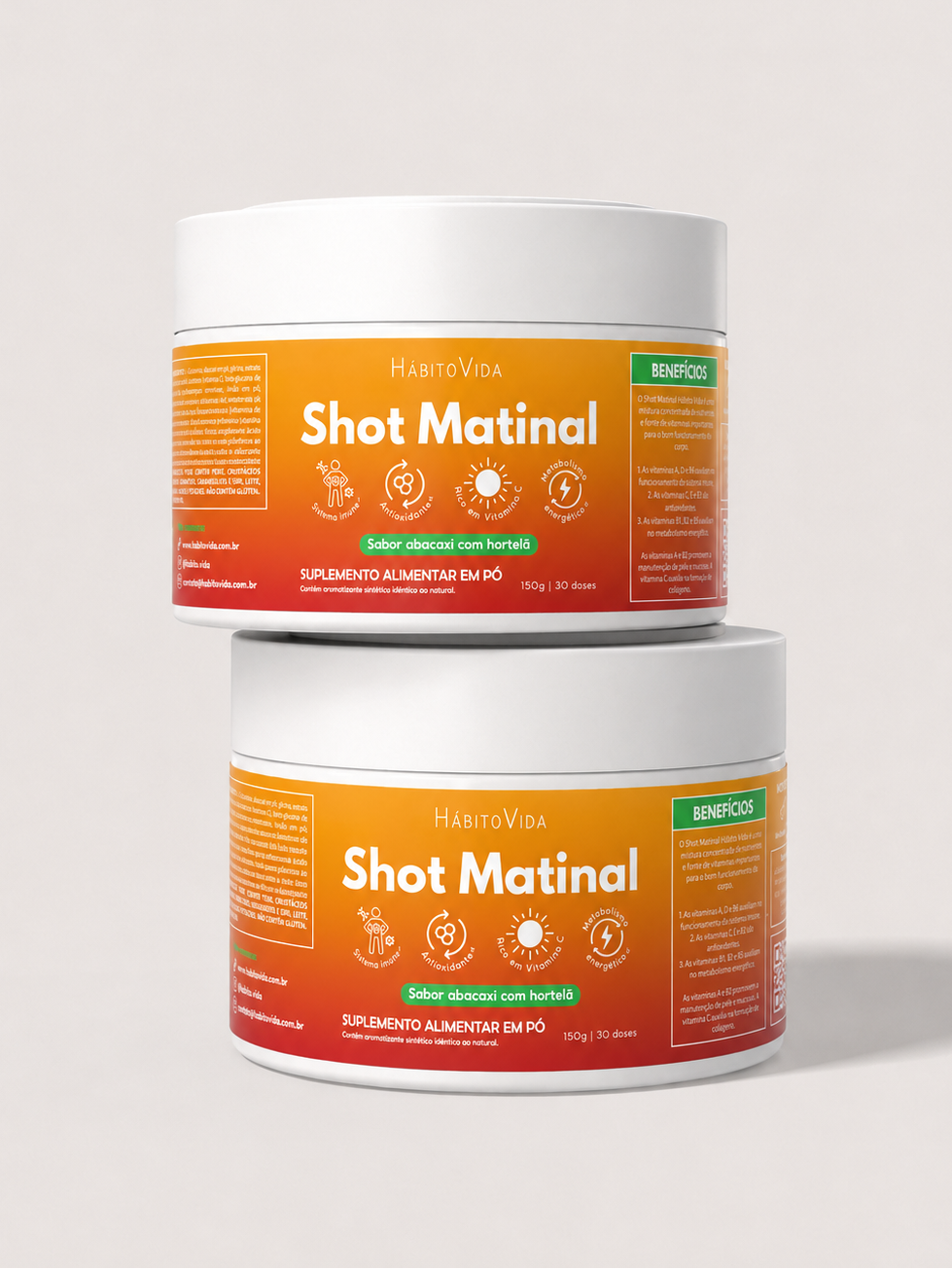 Kit com 2 Shots Matinal - Sabor Abacaxi C/ Hortelã | 60 Doses