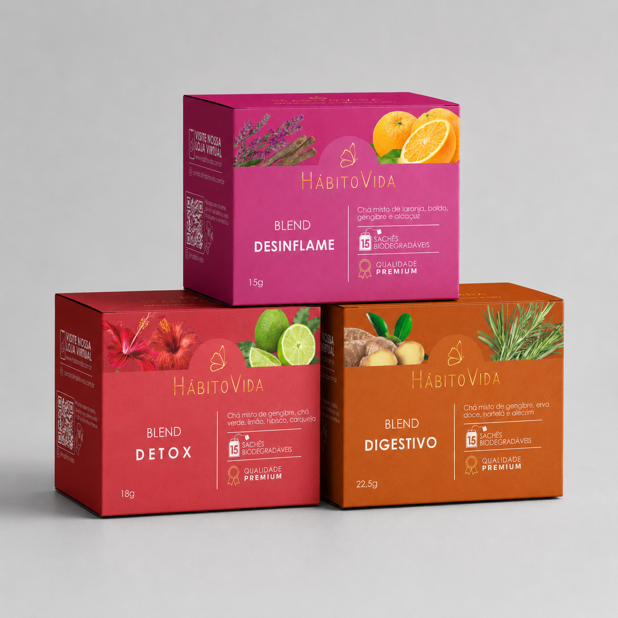 Kit Desinflamação – Digestivo, Detox e Desinflame | 45 Sachês