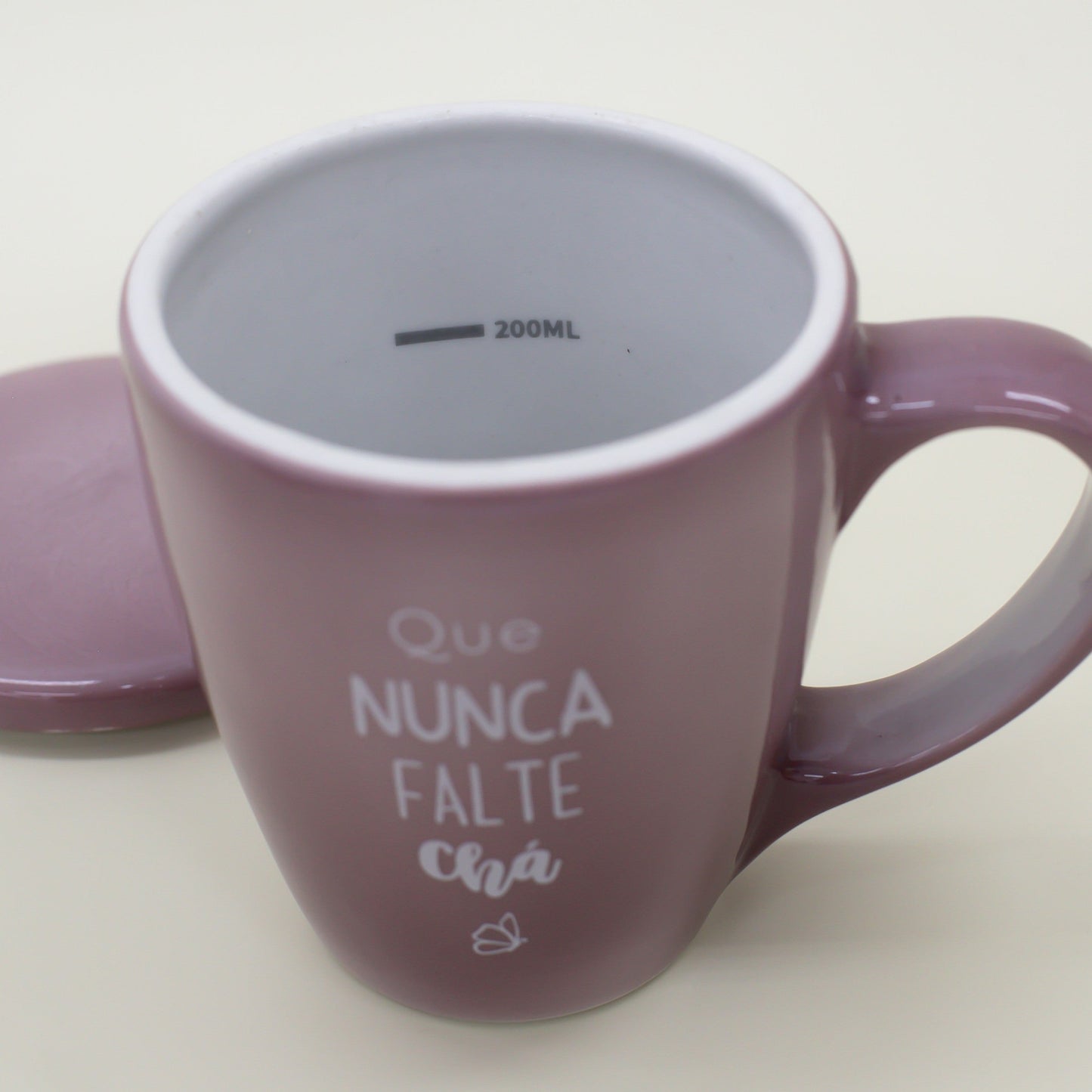 Caneca Porcelana Lílas - com Tampa - 300ml