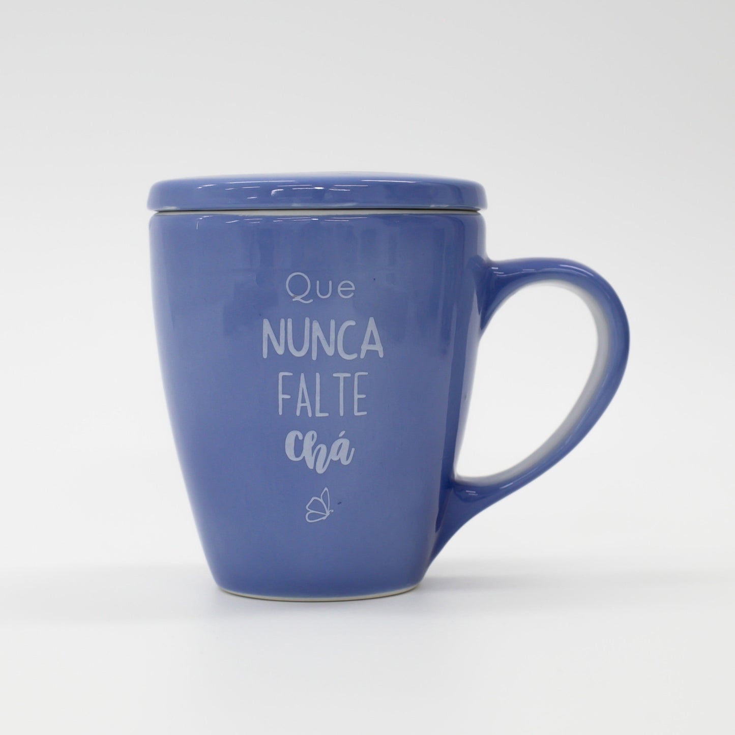 Caneca Porcelana Azul - com Tampa - 300ml