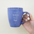 Caneca Porcelana Azul - com Tampa - 300ml