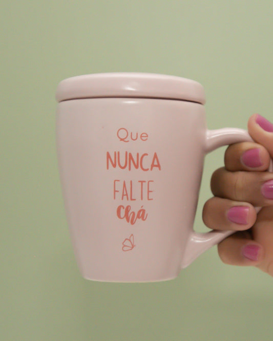 Caneca Candy Rosa - com Tampa - 300ml