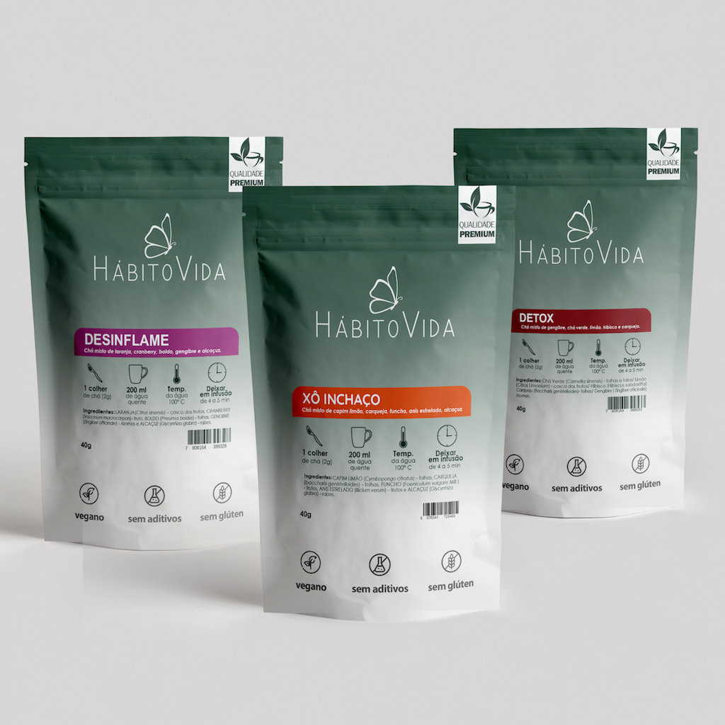 Kit Desincha & Detox – 3 Blends de Chá em Ervas Soltas | 120g