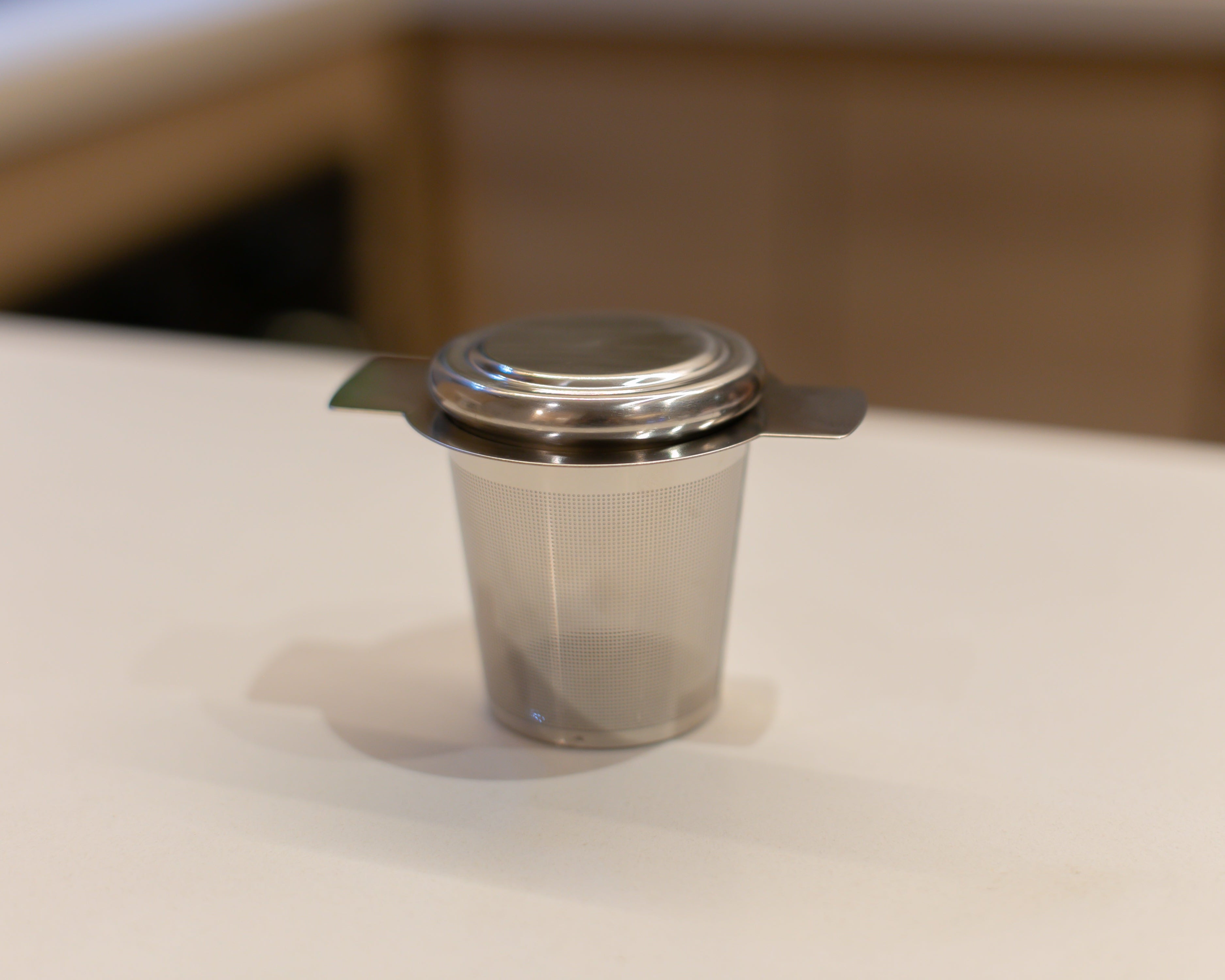 Filtro Infusor de Chá de Aço Inox - com Tampa