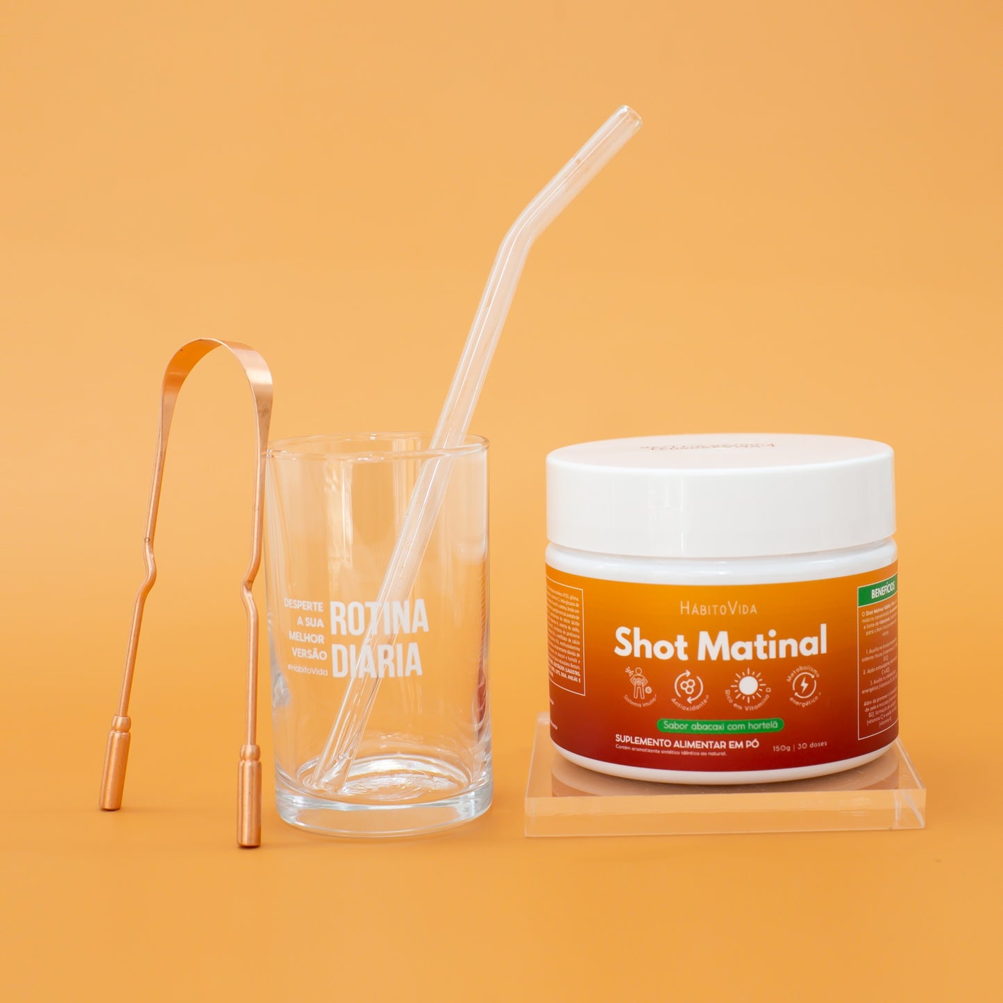 Kit Rotina Matinal  - Combo 2 - Shot Matinal / Copinho para Shot / Raspador de Língua