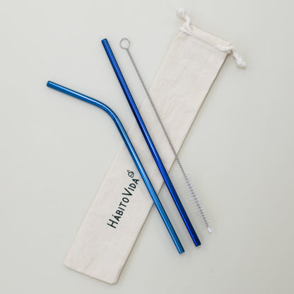 Canudo em Aço Inox - Kit Colorido