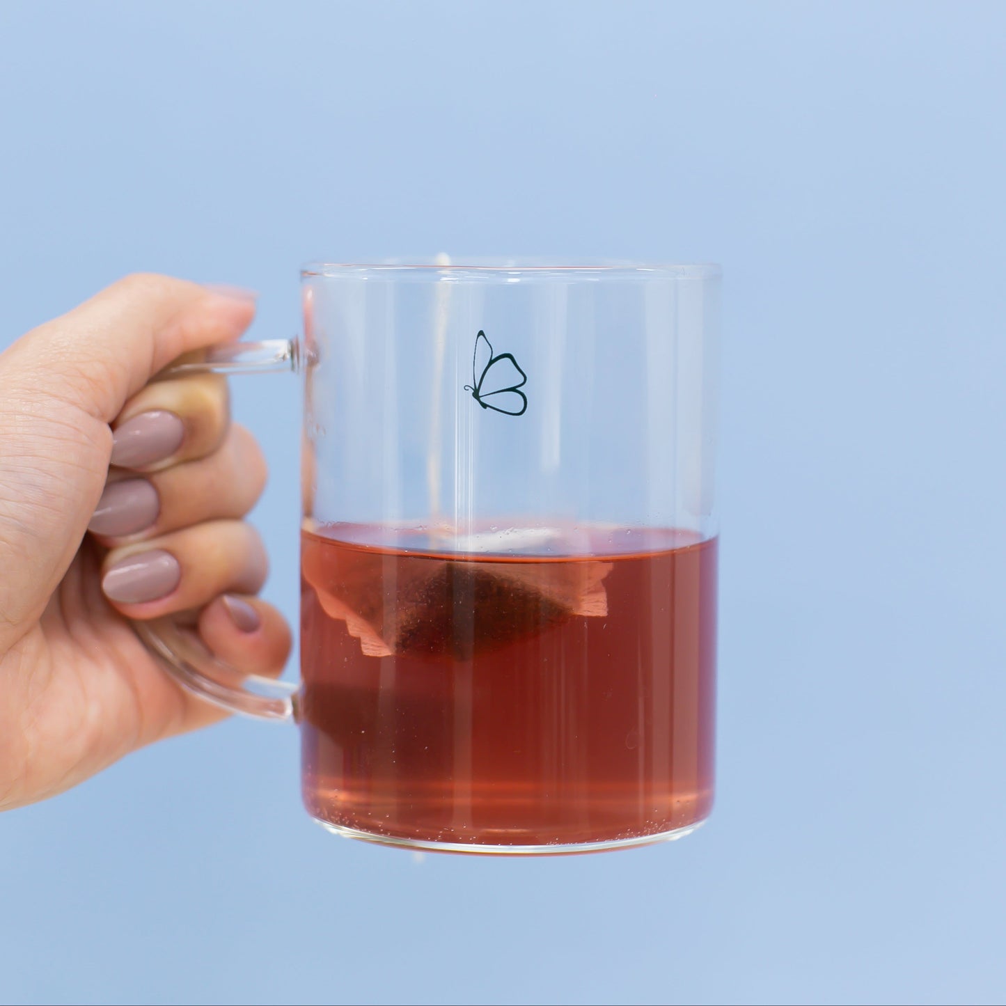 Caneca de Vidro Hábito Vida - Ilustrada com Borboleta
