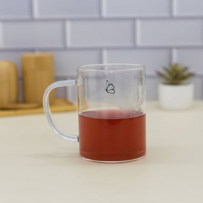 Caneca de Vidro Hábito Vida - Ilustrada com Borboleta