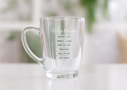 Kit com Caneca Rotina Matinal + Infusor de Chá