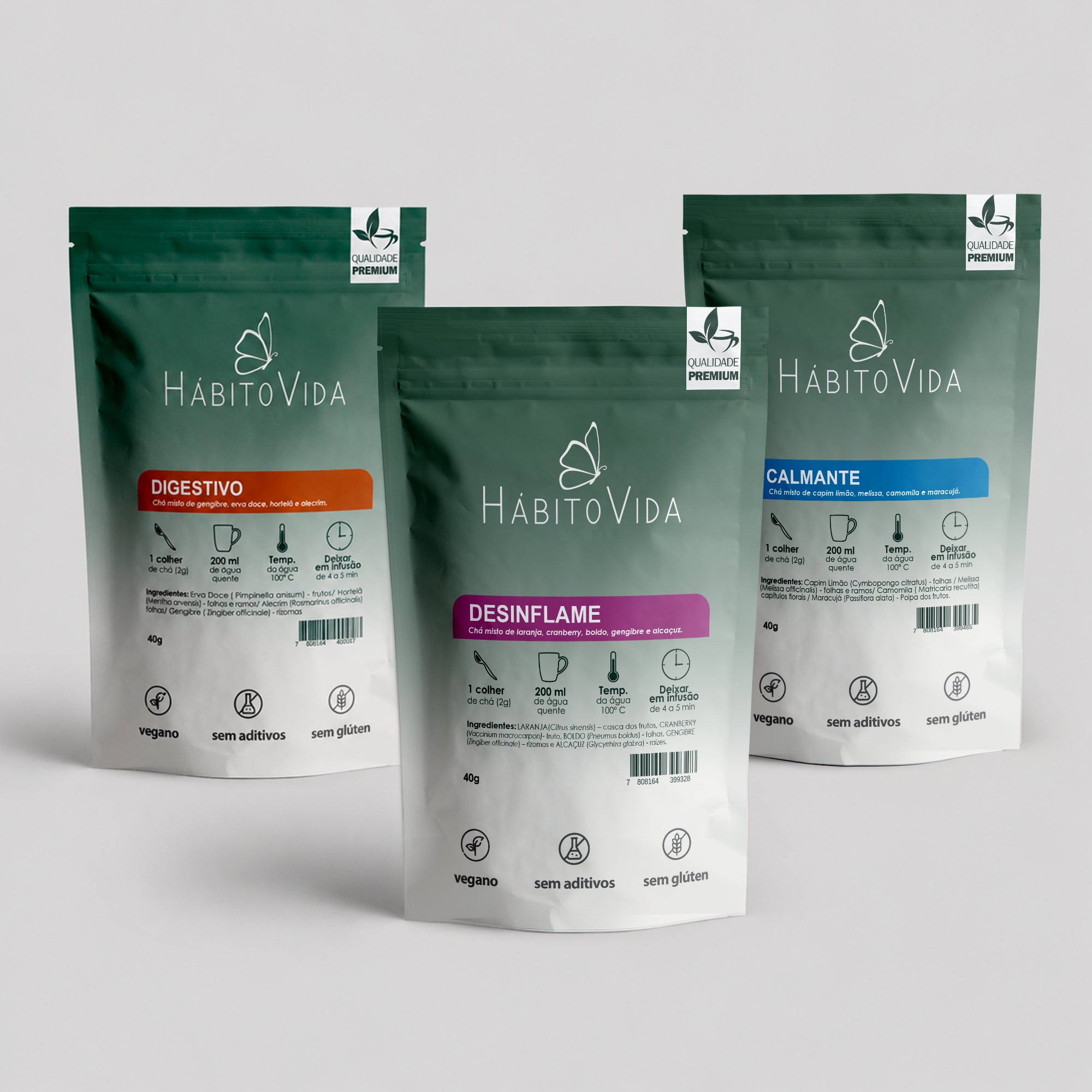 Kit Rotina 3 Blends de Chá – Digestivo, Calmante e Desinflame | 120g