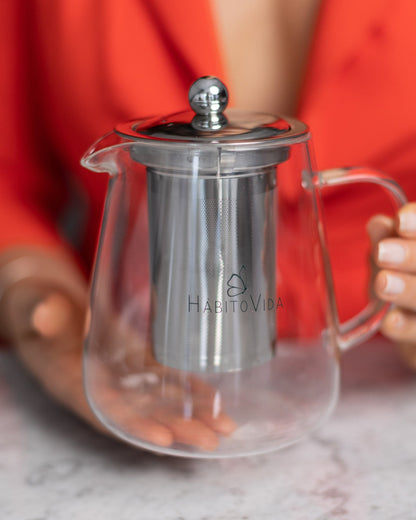 Chaleira de Vidro com Infusor de Ch Hbito Vida Chaleira de Vidro com Infusor de Ch Hbito Vida