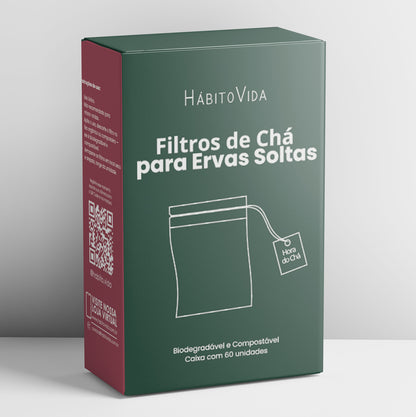 Filtros de Chá Biodegradáveis – Fibra de Milho (60 unidades)