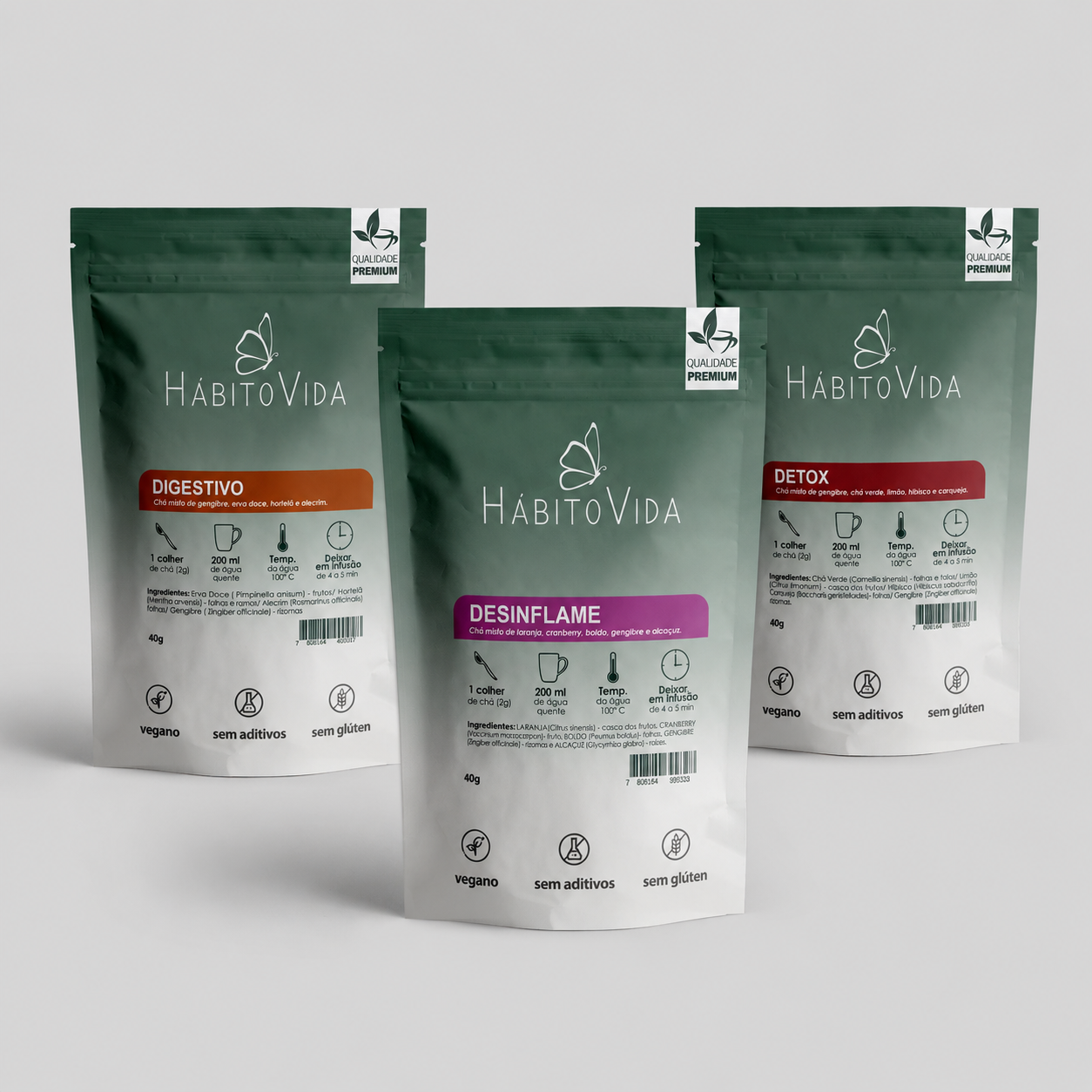 Kit Desinflamação Ervas Soltas - Blends de Chá Digestivo / Detox  / Desinflame - 120g - Com 3 UNS