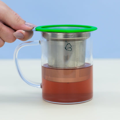Kit com Caneca + Filtro Infusor com Protetor de Silicone Verde