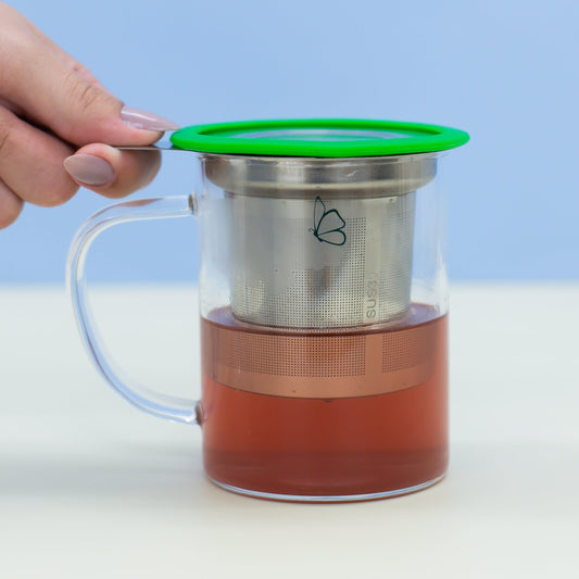 Kit com Caneca + Filtro Infusor com Protetor de Silicone Verde