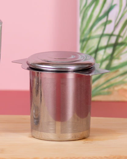 Filtro Infusor de Chá de Aço Inox - com Tampa